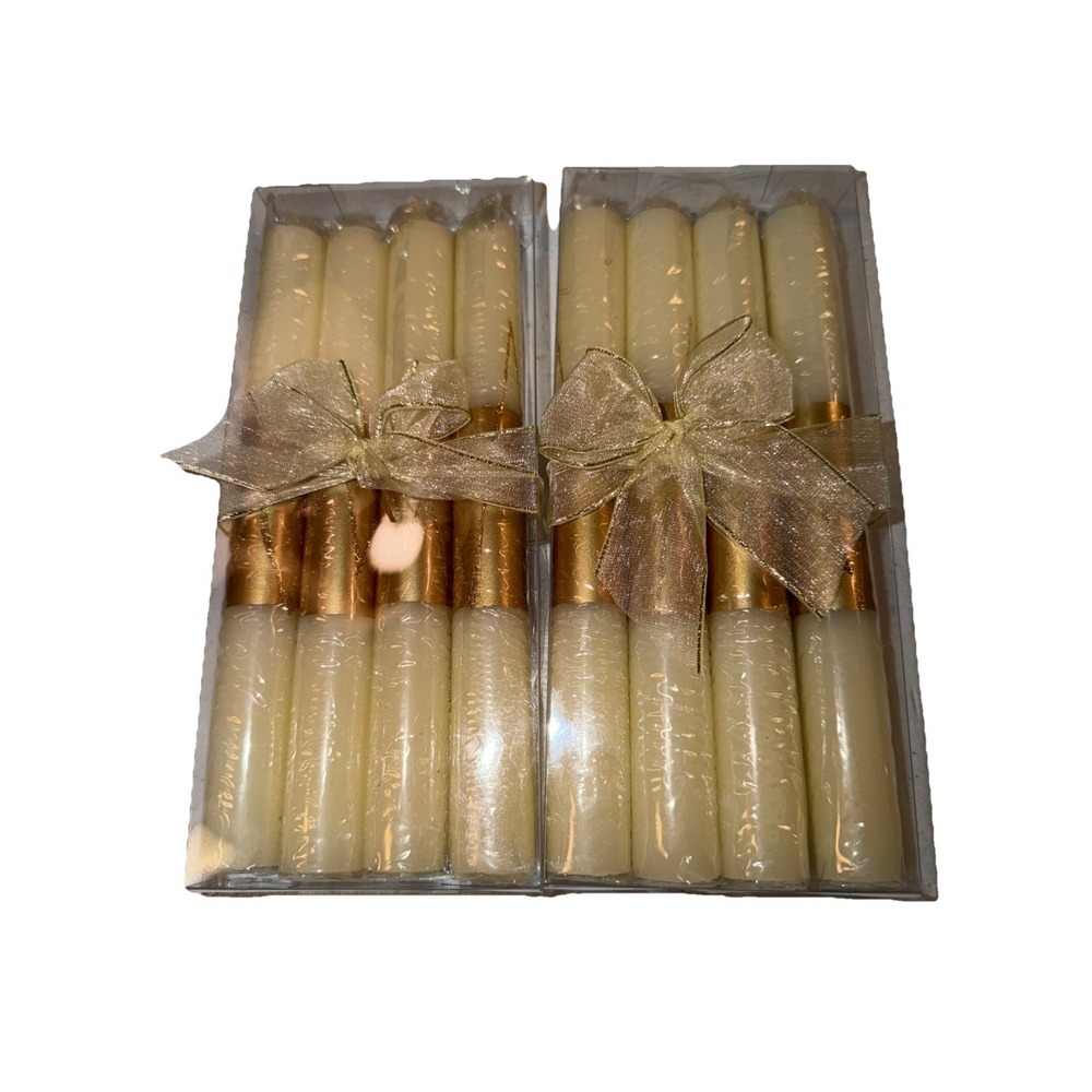 New Vintage Royal Gold Metallic‎ Candle Set Gold Spun 8.5" 2-pack gift set (8)